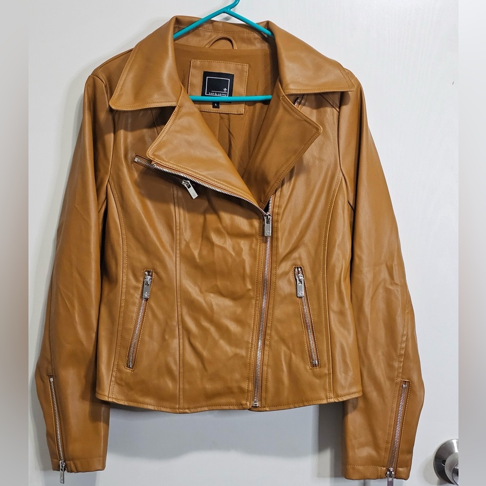 Lily & Lottie Chic Tan Leather Jacket